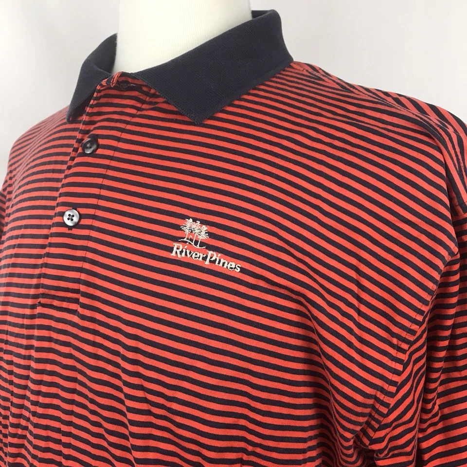 Camisa de golf Divots Players Edition River Pines para hombre a rayas de algodón Pima talla grande Foto 2 de 4
