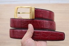 W 1.3 inch- Burgundy Genuine CROC LEATHER Skin Men's Belt