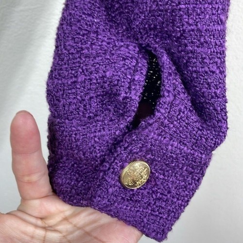 (E1) NWT Zara O Likes Purple Tweed Cropped Jacket Women's Sz M - Picture 9 of 11