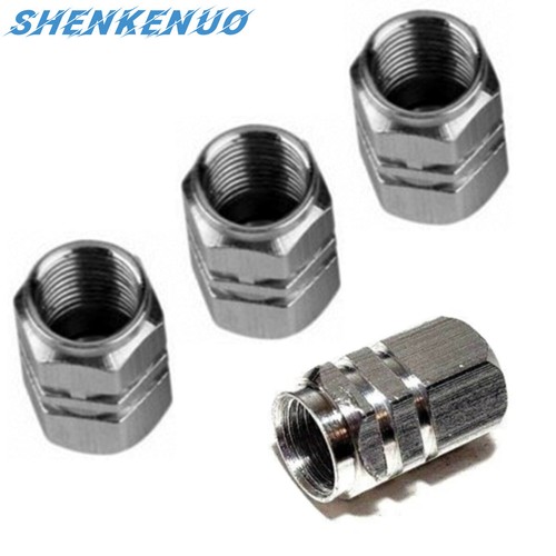 4PC Silver Color Aluminum Tire/Rim Valve Stem/Wheel Dust Cover Caps - Picture 3 of 14