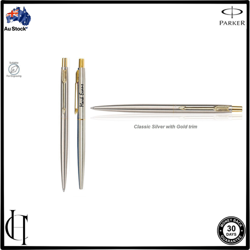 Personalized Engraved Parker Classic Ball Pen Set Silver Gold Black gift box - Picture 3 of 9