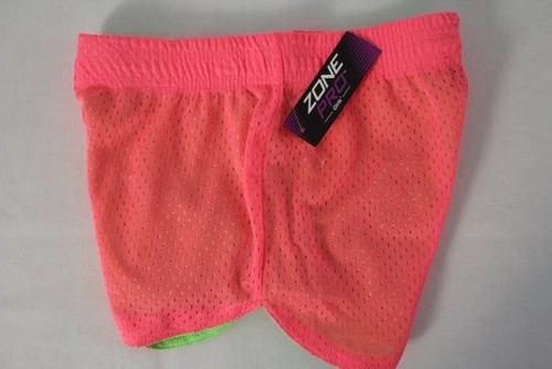 NEW Girls Shorts Medium 7 - 8 Pink Green Mesh Gym Running Athletic Summer Camp - Picture 3 of 3