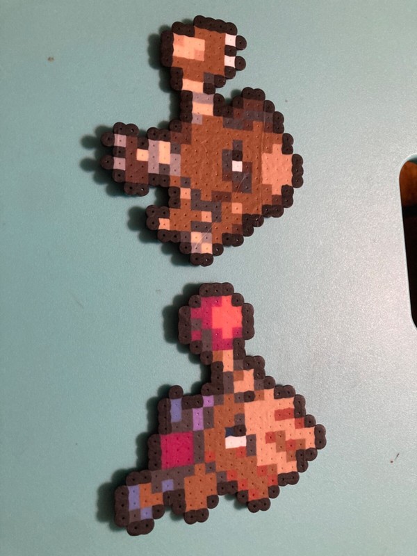 Hitmonlee and Hitmonchan Perler Bead Pixel Art Handmade