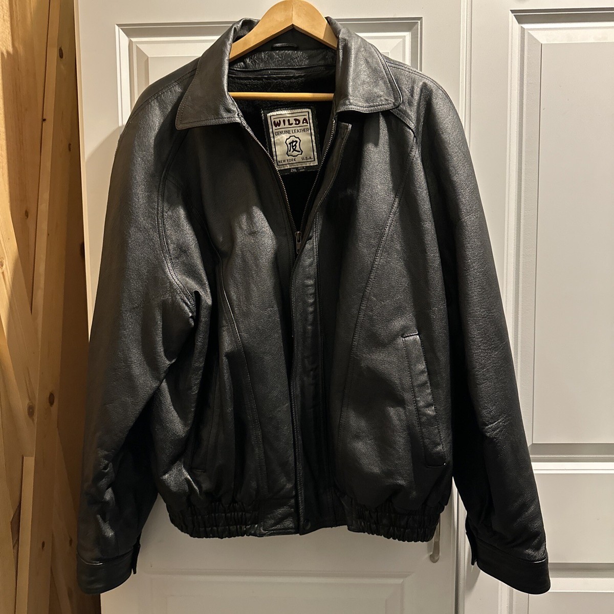 Vintage WILDA GENUINE LEATHER NEW YORK USA Mens 2XL Black Vintage WILDA GENUINE LEATHER NEW YORK USA Mens 2XL Black