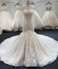 Luxury Mermaid Wedding Dresses Sweetheart Sleeveless Lace Appliques Bridal Gowns