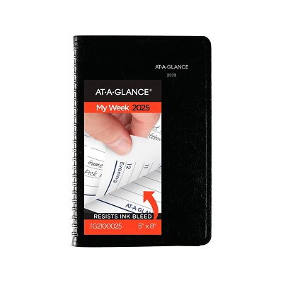 2025 AT-A-GLANCE DayMinder 5'' x 8'' Weekly Appointment Book Faux Leather Cover