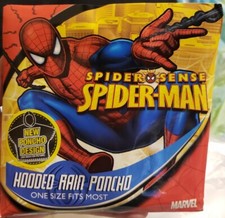 LOT OF 2 NOS SPIDER SENSE SPIDERMAN / BATMAN HOODED RAIN PONCHO OSFM BOY GIRL