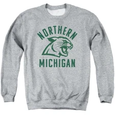 Northern Michigan Adult Crewneck Sweatshirt Color Logo, Athletic Heather, S-3XL