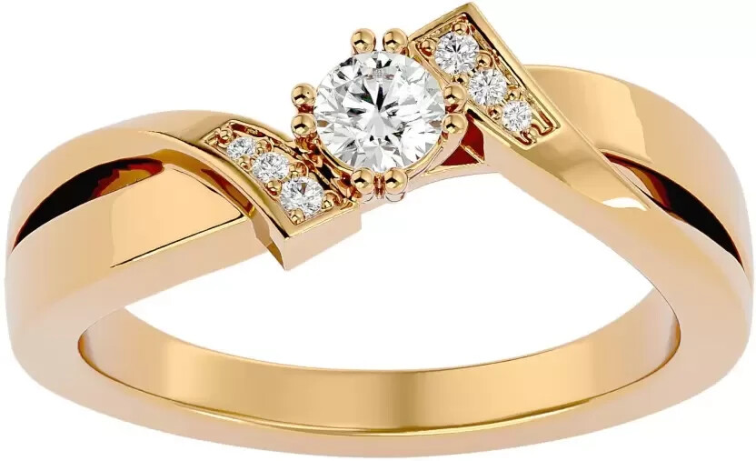 3Ct Round Moissanite Bypass Engagement Ring in 14K Yellow Gold Over