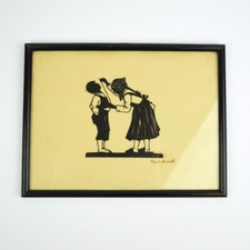 Original Scherenschnitt - Elfriede Harnisch - signiert & gerahmt - Schneiderin