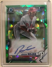 Johan Rojas GREEN SAPPHIRE REFRACTOR AUTO 33/50 2021 Bowman Sapphire 1st #BSPAJR