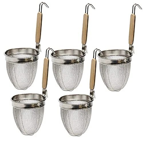 Ramen Udon Noodle Strainer Basket Set of 5 – Round Bottom 8 Mesh - from Japan