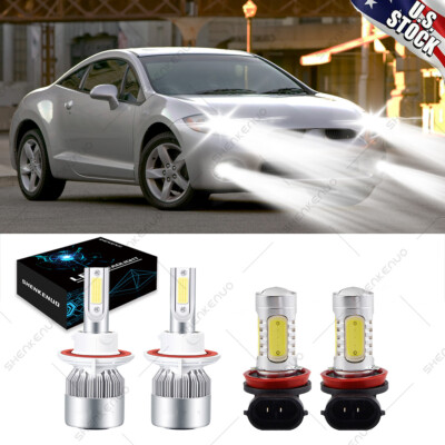 For Mitsubishi Eclipse 2006 2007- 4X White LED Headlight Hi/Lo + Fog LIght Bulbs
