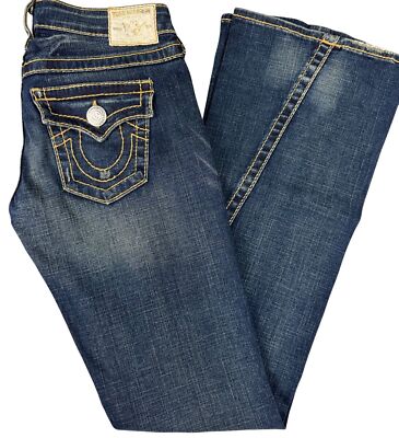 True Religion Womens 26 Disco Joey Big T Jeans White Tag Flare Y2K 90s NWOT