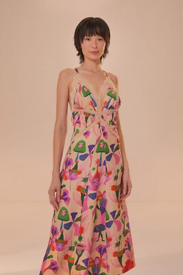 Farm Rio Sand Fairies Slip Midi Dress in Medium | eBay