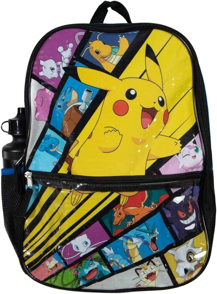 Pokemon Pikachu Charmander 16 Inch School Backpack and Attachable Pokeball Lunch  Bag