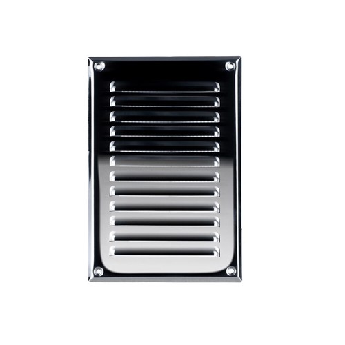 Polished Chrome Air Vent Grille with Fly Screen Metal Ducting