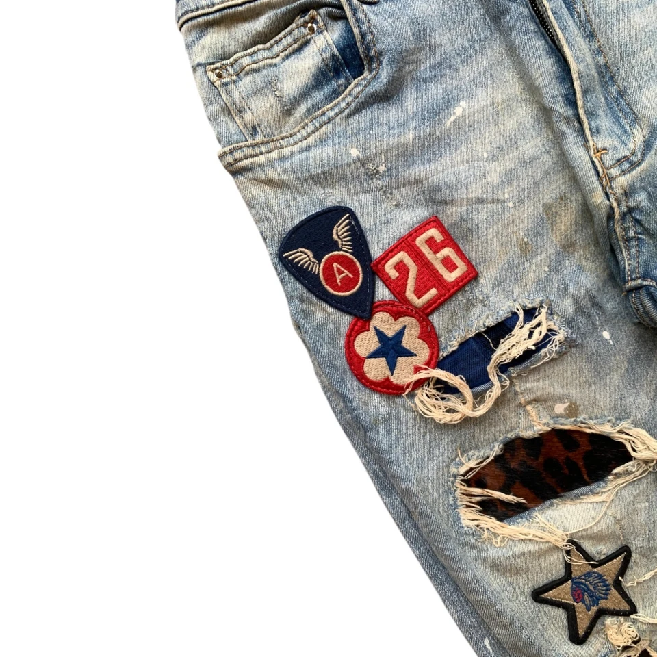 Pantalones amiri desgastados patchwork lavado Foto 2 de 4