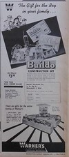1946 newspaper ad for toy Buildo Construction Sets - photo of set, builds all
