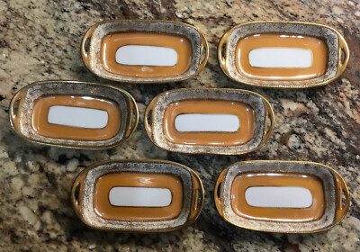 SIX(6) NORITAKE MORIMURA FINE CHINA LUSTREWARE MORIAGE SALT CELLAR GOLD 3 1/2 L