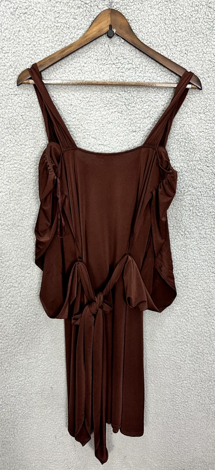 Vestido Vintage Guess Jeans Para Mujer’s M Marrón Hombro Frío Atado Trasero Y2K Boho Retro Foto 4 de 4