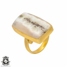Size 9.5 - Size 11 Adjustable Solar Quartz 24K Gold Plated Ring GPR166