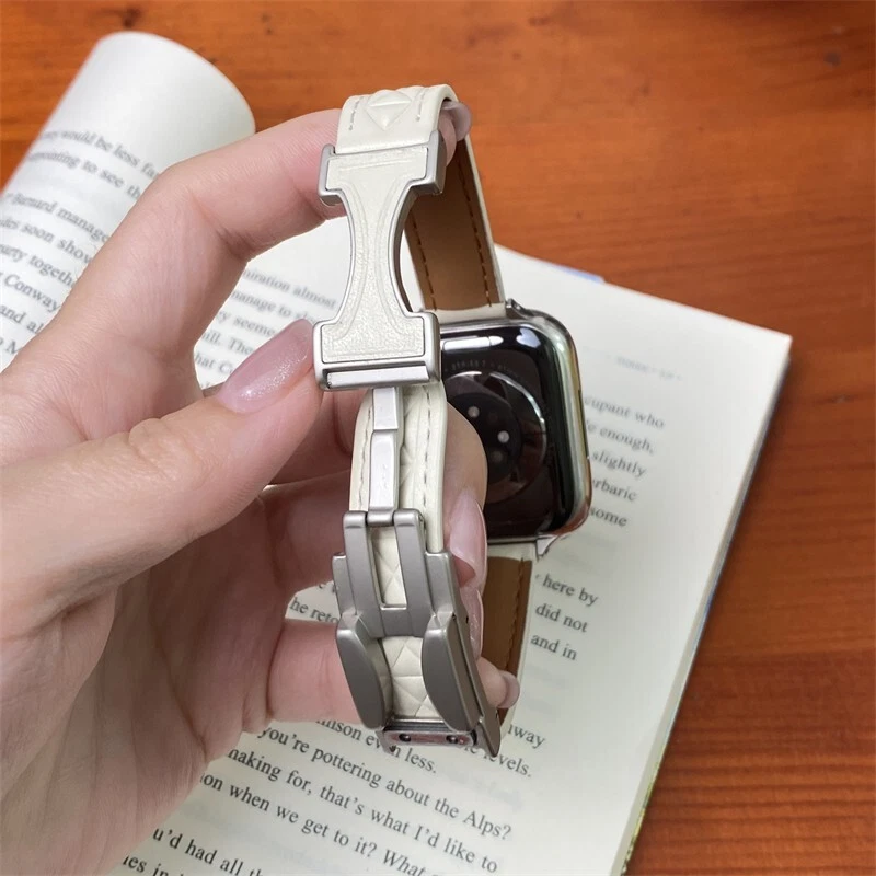 For Apple Watch Band Strap 3 4 5 6 7 8 9 SE Ultra iWatch Leather Stylish Luxuyr - Image 4 of 4