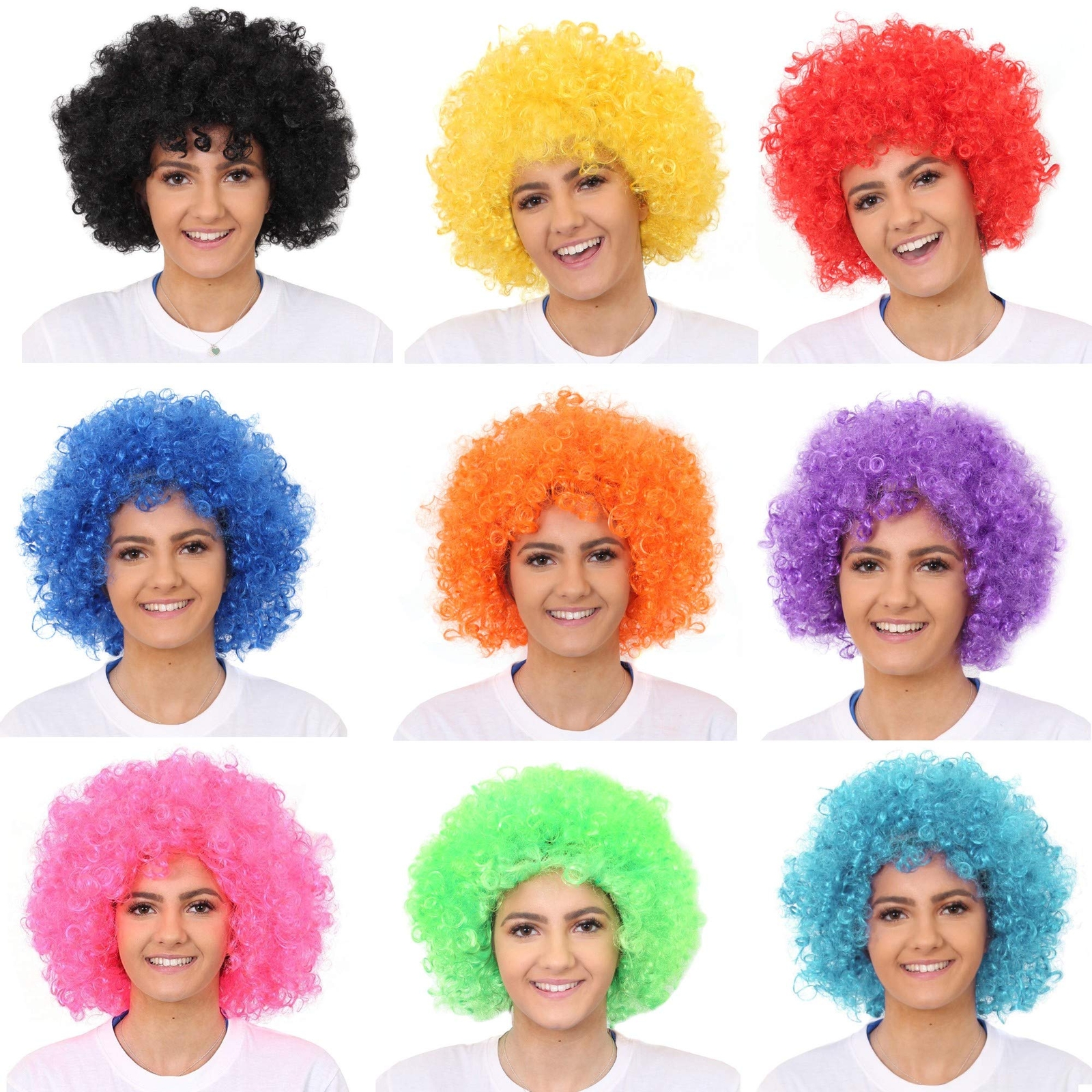 Perruque afro de clown - Tête bouclée - Perruque afro rasta - Accessoire pour...