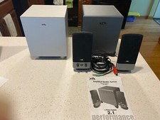 CYBER ACOUSTICS QUAD SURROUND AMPLIFIED COMPUTER SPEAKERS 2 READ AD  