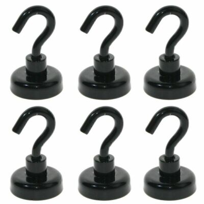 6x Strong Magnetic Hook Hanger 16mm/22kg Magnet Linked Home Kitchen Wall Hold