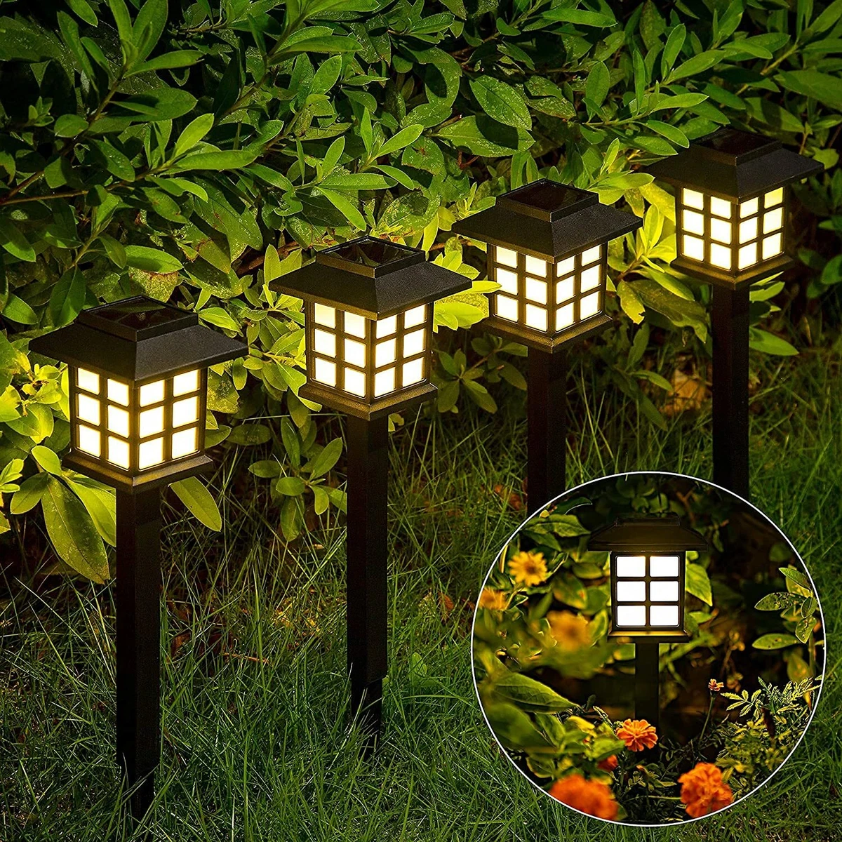 Portable Lantern Design Waterproof LED Black Modern Solar Lawn Lights