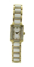 Ladies casual ELGIN watch stainless steel gold tone and white ceramic EG564W
