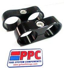 BILLET  ALUMINUM DUAL HOSE SEPARATOR 1 & 1/16" i.d.SHOW POLISHED BLACK  2 PER PK