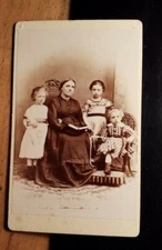 Woman with Book & 3 Little Girls Circa 1870s CDV Th. Wode Company Hans Stix Giessen