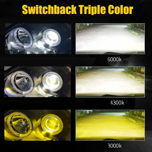 H1 3000K LED Kit Headlight Bulb Switchback 3K 4K 6K White Yellow + Strobe Light - Picture 4 of 5