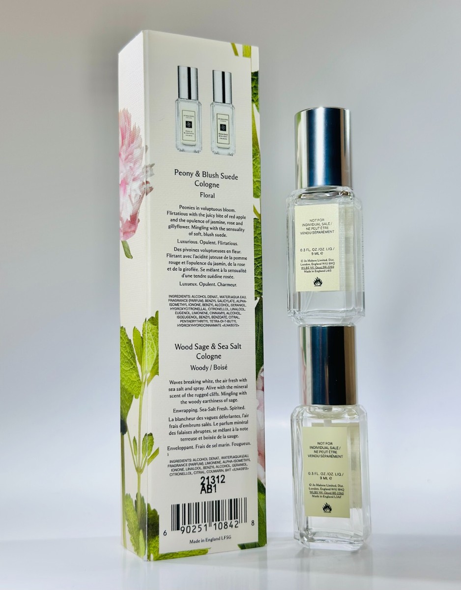 Jo Malone Peony & Blush Suede/Wood Sage & Sea Salt .3 fl oz each
