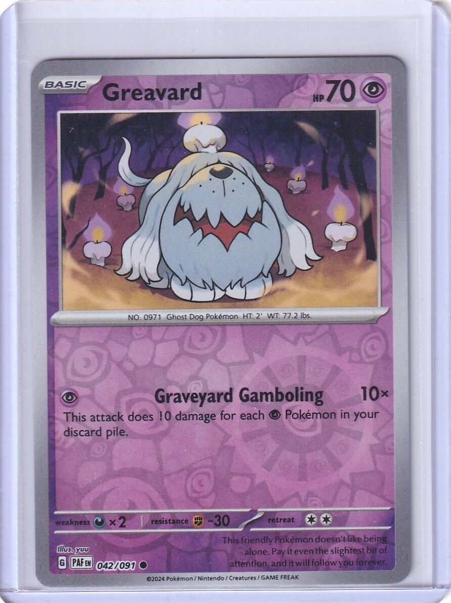 Greavard Reverse Holo #42 Pokemon Paldean Fates 2024 TCG