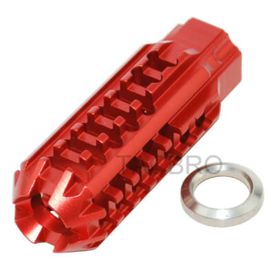 Red Anodized Aluminum 1/2x28 TPI Skeleton Muzzle Brake For 9MM 