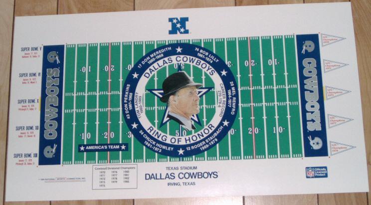 Tom Landry  Dallas Cowboys 30" by 16.5" NFL Football Lithograph