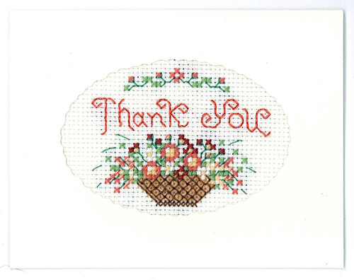 'Thank You' card - complete cross stitch kit on 16 aida