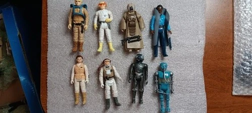 Vintage Star Wars 8 Figure Lot Empire Strikes Back w/Accessories