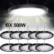 10PCS 500W LED UFO High Bay Industrial Light Factory Warehouse Workshop Garage