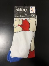 Disney Winnie The Pooh Multicolored Crew Socks Size 9-13 Brand New With Tag