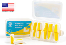 Soft Foam Ear Plugs for Sleeping, 5 Pairs, 38Db SNR, Yellow/White                
