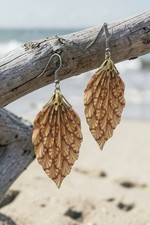 Lightweight Leaf Dangle Earrings Boho Nature Feather Shell Neutral Earth Tone