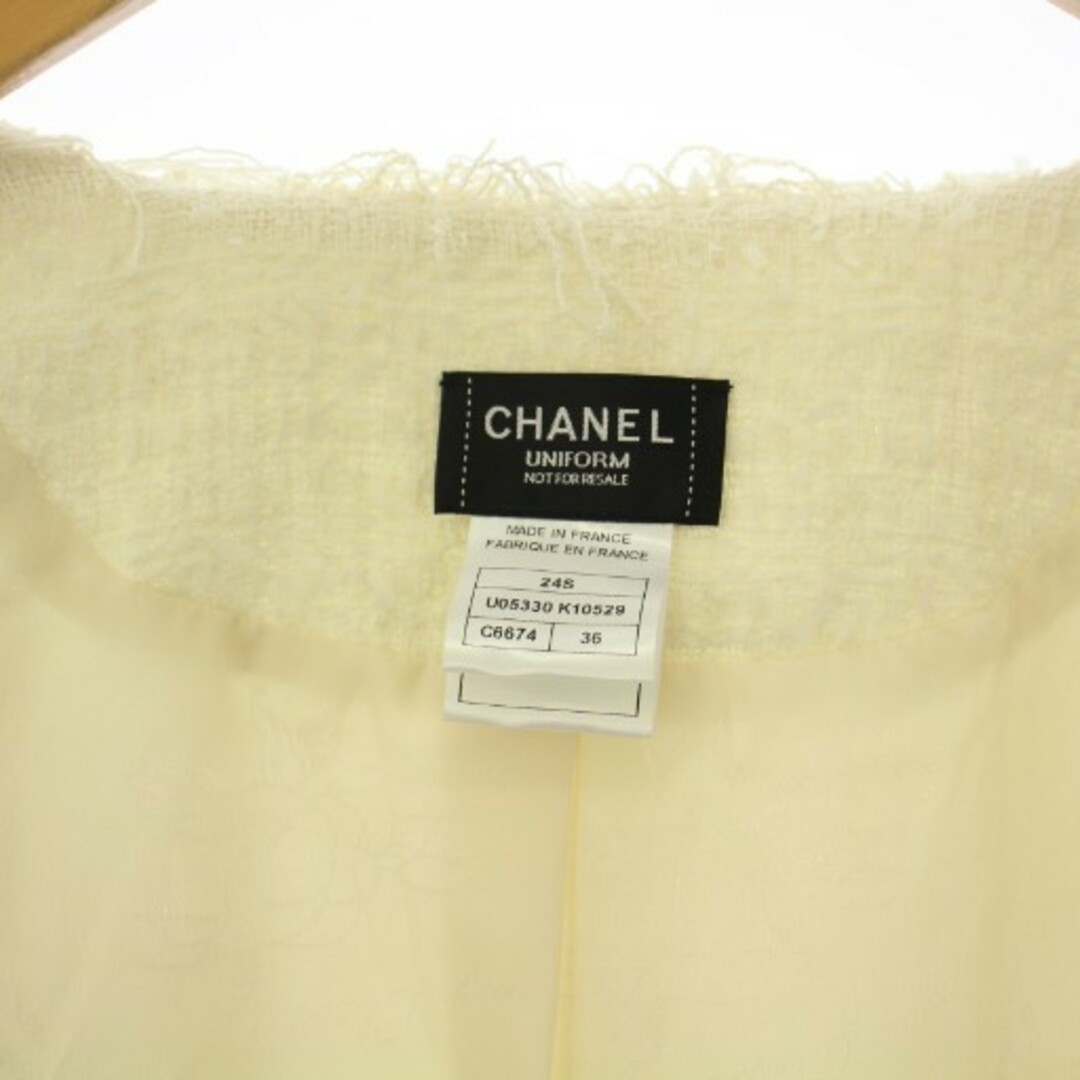 CHANEL Uniform Collarless Jacket Outer Tweed Frin… - image 4