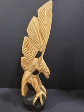 Hand Carved Crafted Wooden Eagle Figurine - 14"