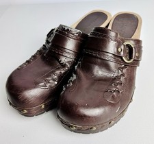 VTG Y2K Lower East Side Women s Clog Size 9.5 Destroyed Wood Heel Platform Shoe