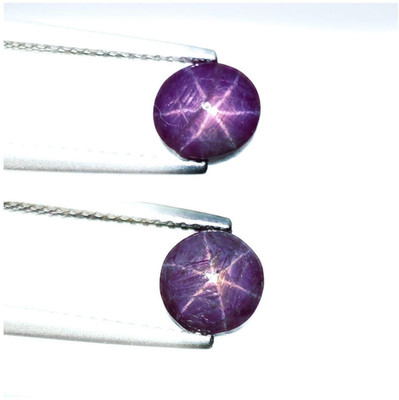 Natural Purple Star Sapphire Cabochon 5.8ct   6 Ray Round Loose Gemstone Pair