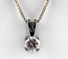 Sterling Silver White Crystal Round Cut Pendant Necklace 18 Inches 3.8g